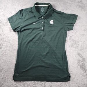 Michigan State Spartans Shirt Womens Medium NCAA Football Nike Dri-FIT Polo